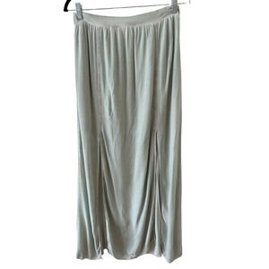 Zara Basic Collection Maxi‎ Skirt Women's Small S Green Slit Viscose